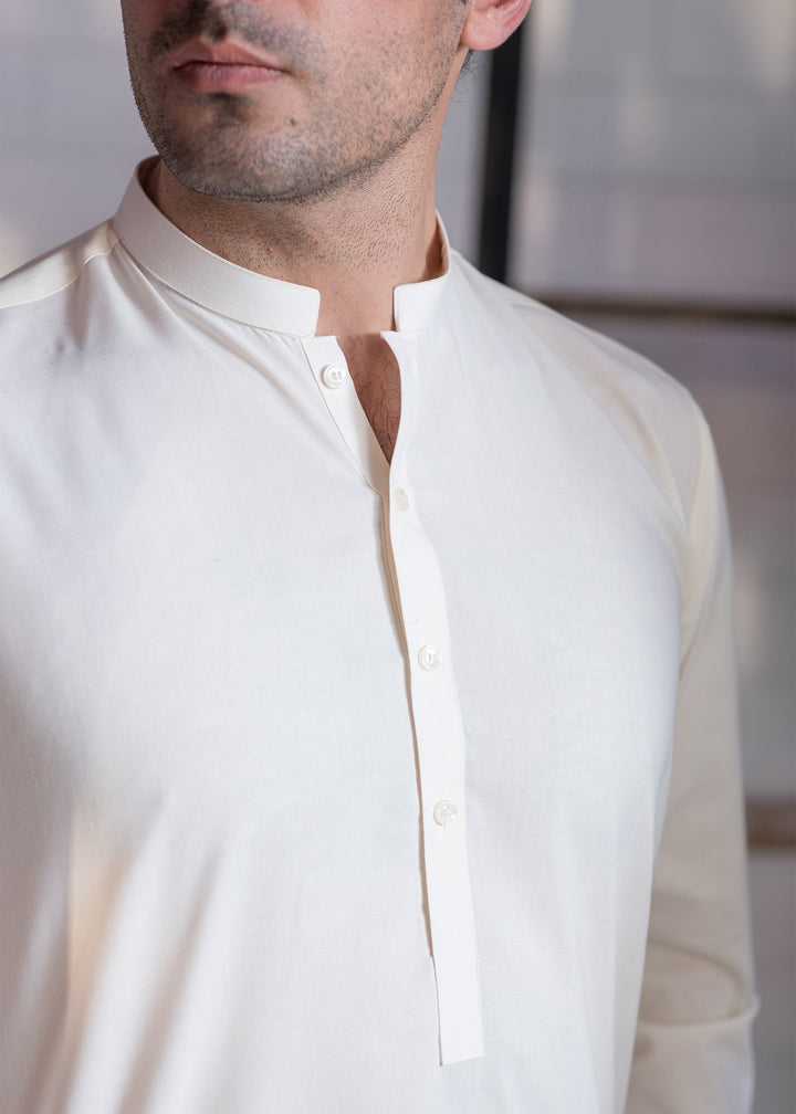 Shahkaar by Buraq Mens RTW Solids Wash N Wear 2 Piece Suit Cream Booski Ban Casual Collection