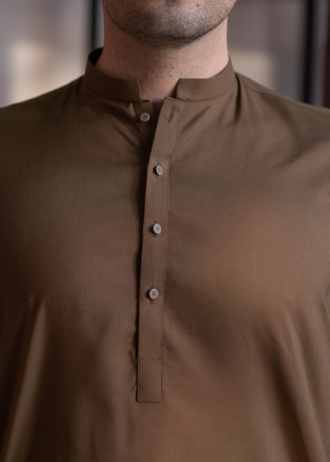 Shahkaar by Buraq Mens RTW Solids Wash N Wear 2 Piece Suit Camel Brown Ban Casual Collection