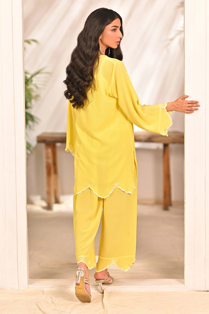 Dhaga Women Pret Embroidered 2 Piece Premium textured crepe Fabric Daffodil SS25DSE128 - Summer Collection