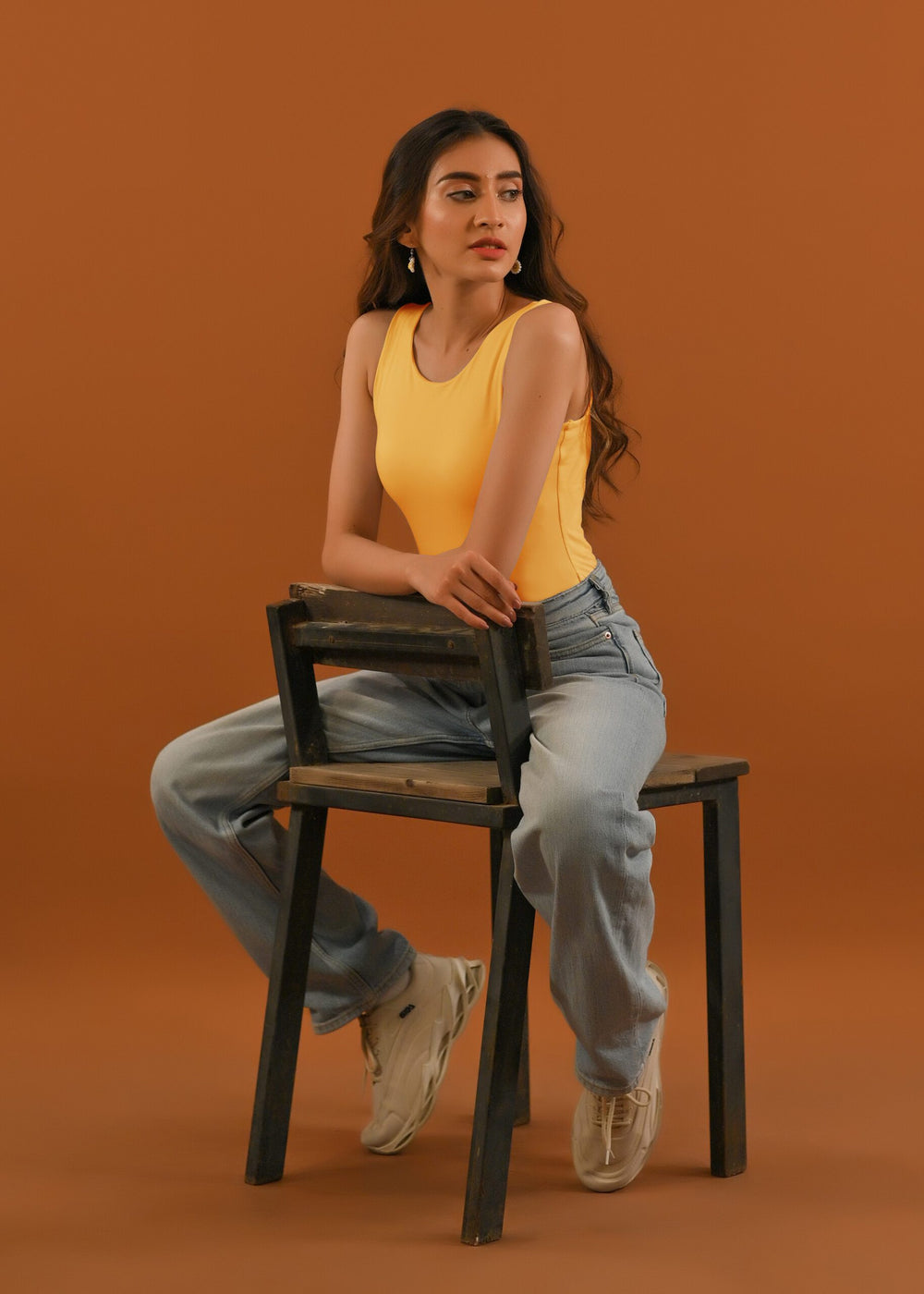 Dhaga Women Western Solids T- Shirt jersy Yellow Sleeveless Bodysuit DT10002 - Summer Collection