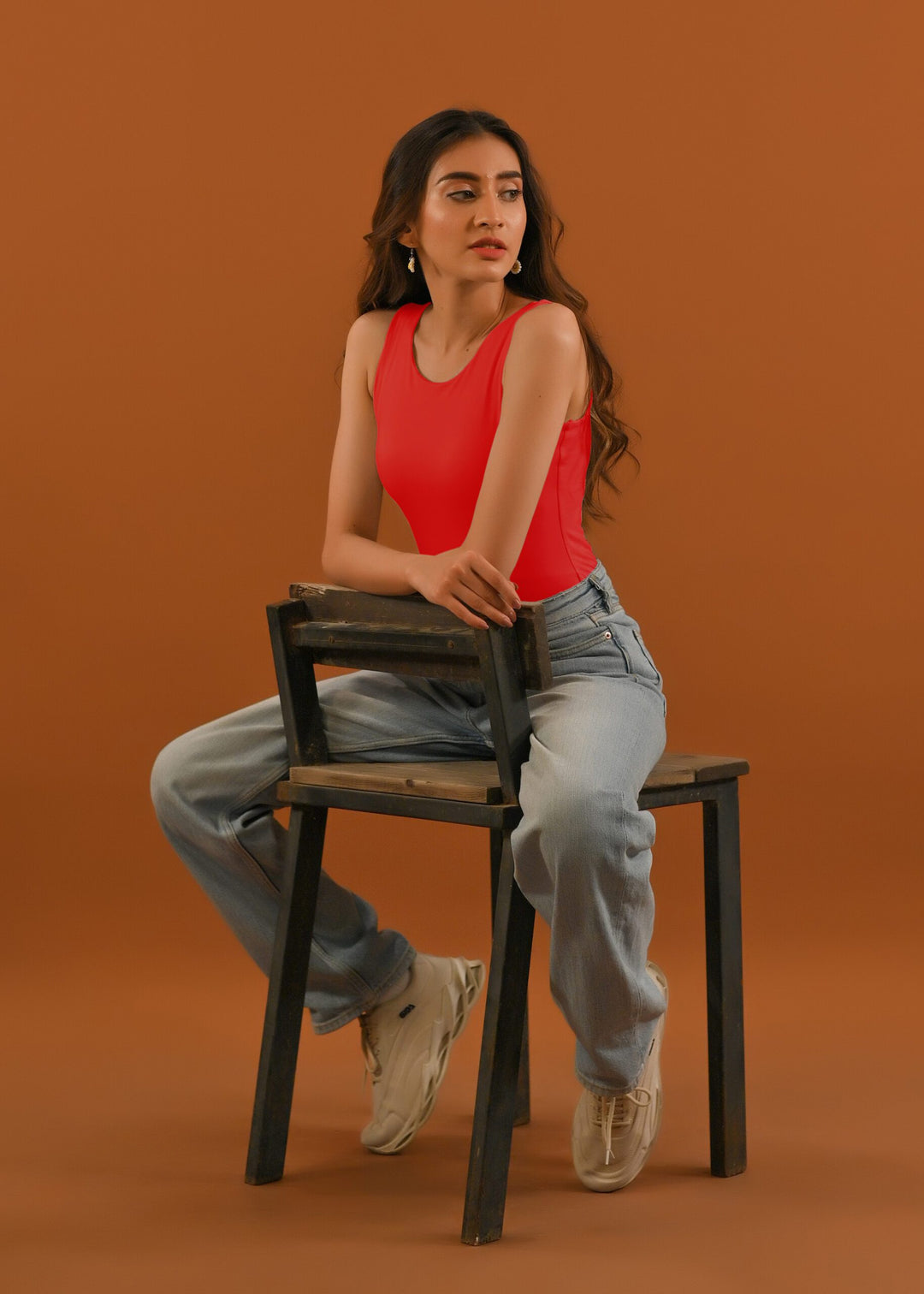 Dhaga Women Western Solids T- Shirt jersy Red Sleeveless DT10002 - Summer Collection