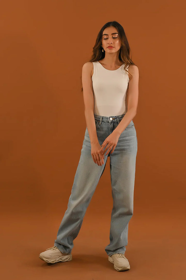 Dhaga Women Western Solids T- Shirt jersy White Sleeveless DT10002 - Summer Collection