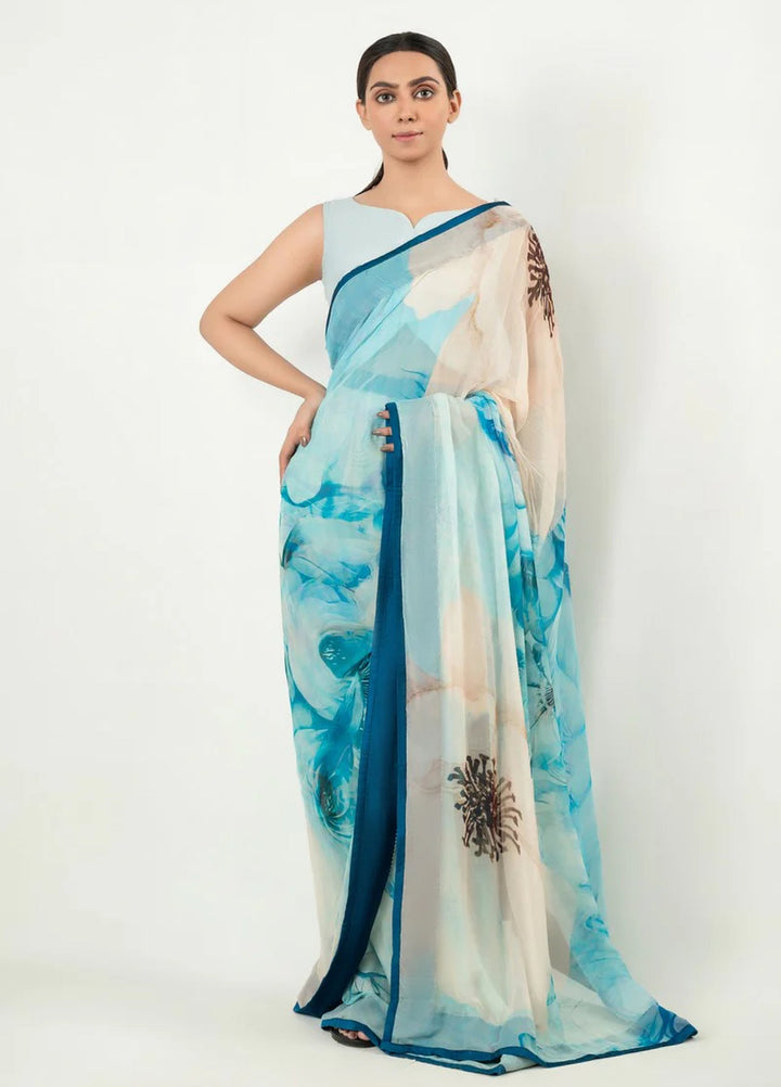 Imran Aftab RTW Printed Chiffon Saree IASC-UF-21 - Festive Collection