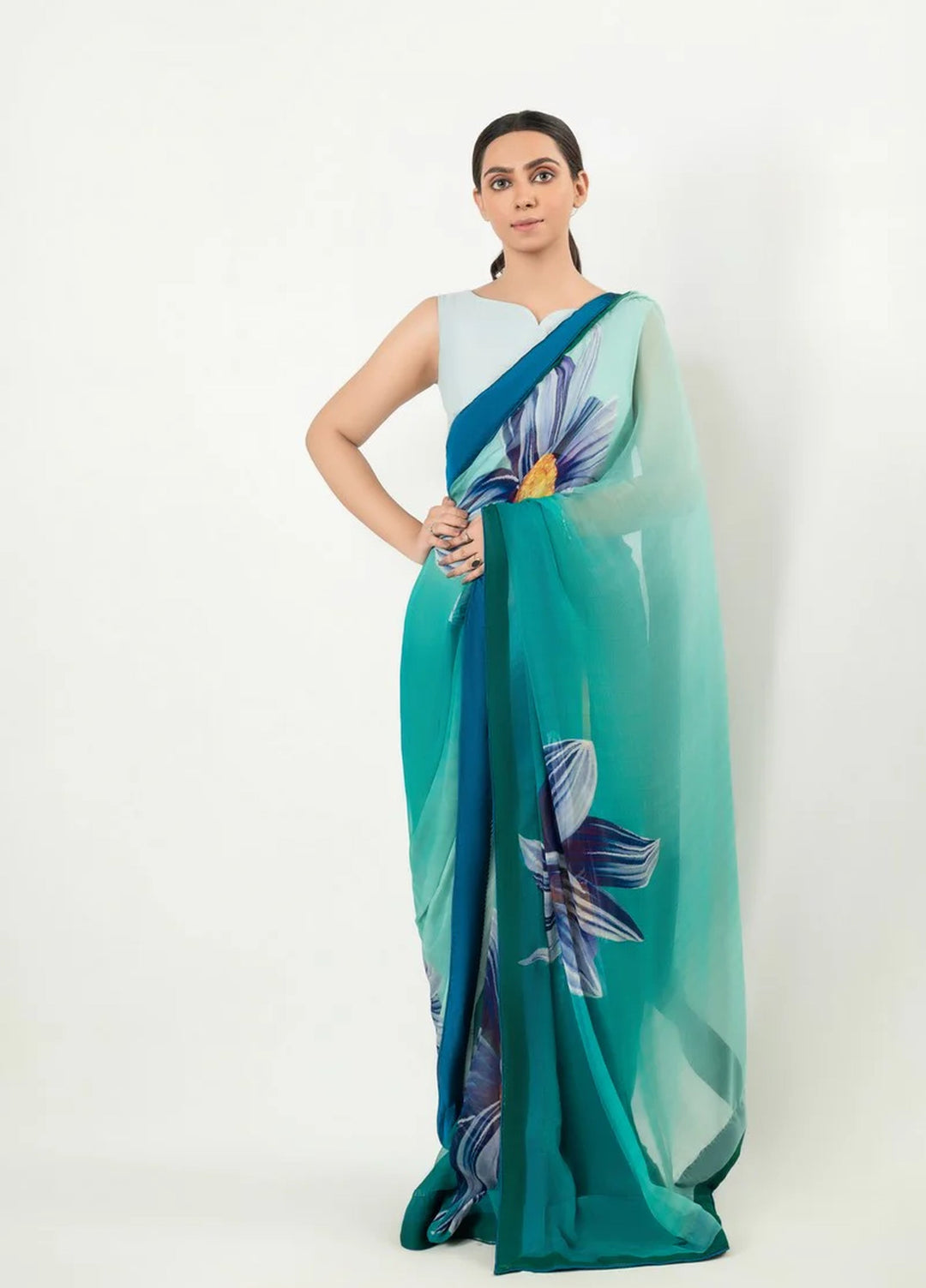 Imran Aftab RTW Printed Chiffon Saree IASC-UF-22 - Festive Collection