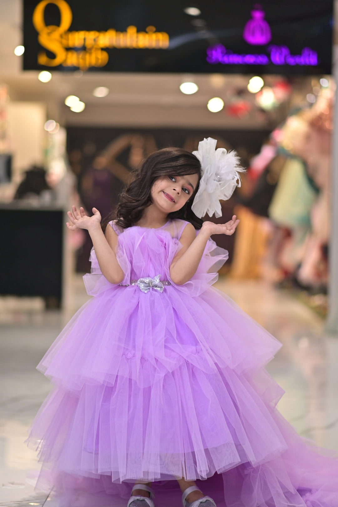 Qurratulain Saqib Pret Embroidered Shirt Lilac Forest