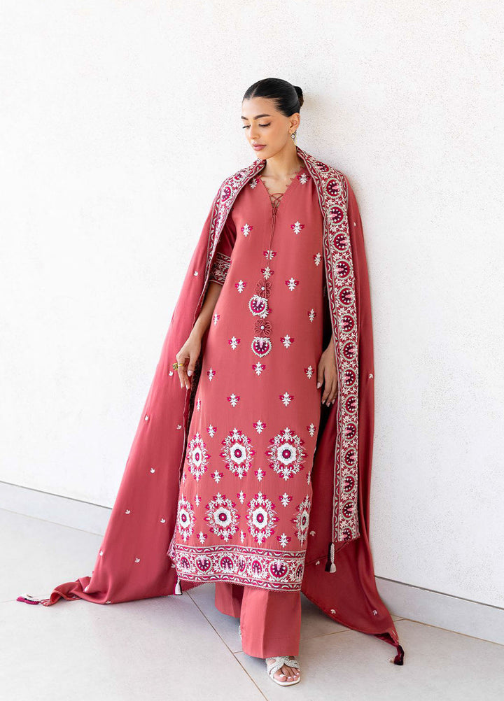 Cross Stitch Embroidered Cotton Satin Suits Unstitched 3 Piece CS25SU Dusty Sunset - Winter Collection