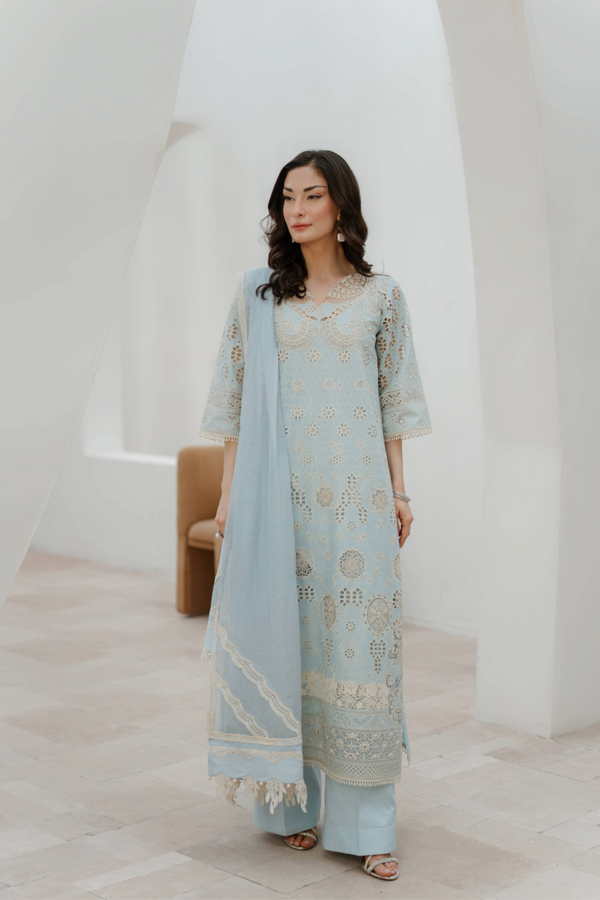 Manara by Maria Embroidered Chikankari 3 Piece Suit DAFFODIL - Festive Collection