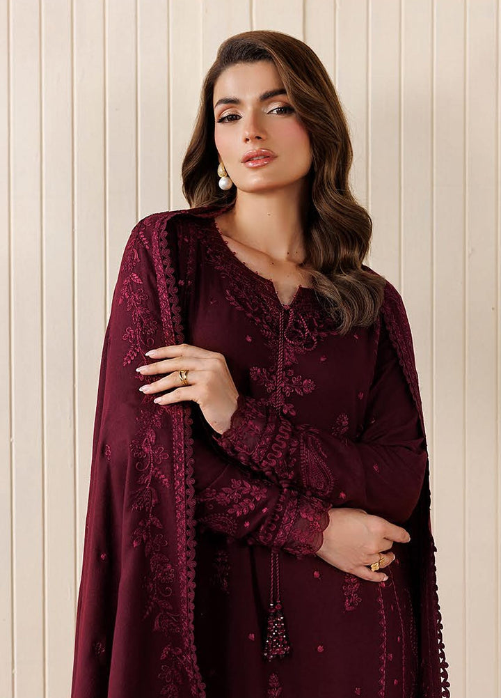 Exclusive by Daria Unstitched Embroidered Leather Peach 3 Piece Suit DN26UEL DA-192 - Winter Collection