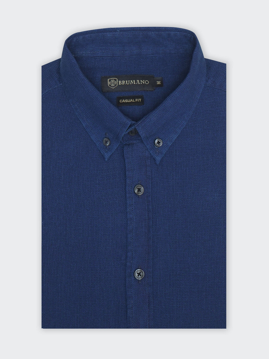Brumano Mens RTW Solids Cotton Shirt Dark Blue Indigo Structured Western Collection