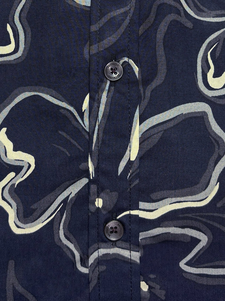 Brumano Ready To Wear Shirts Men 1 Piece Cotton Dark Blue Bold Abstract Printed Shirt 0-31-025-4537 - Summer Collection