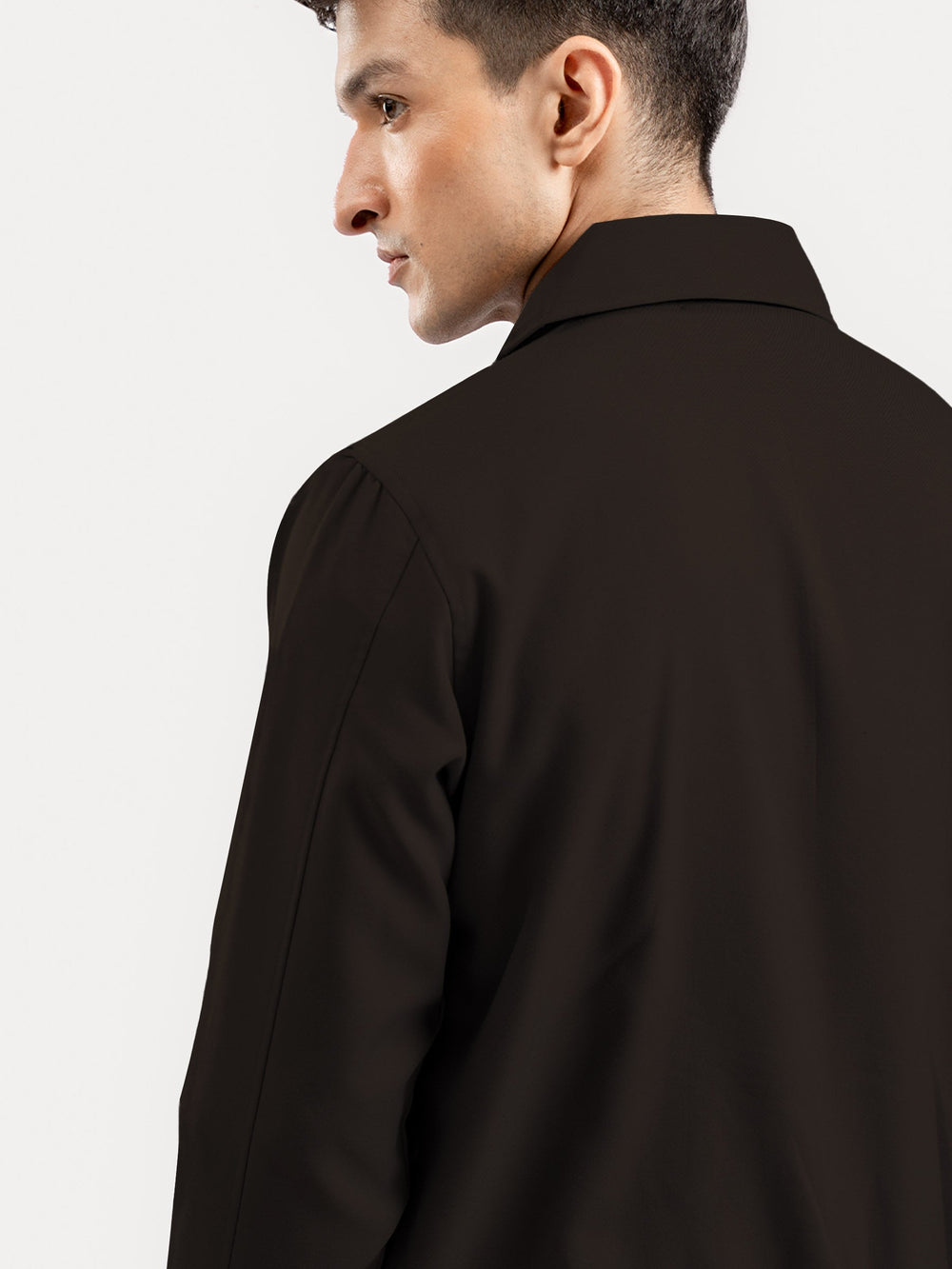 Brumano Ready To Wear Solids Cotton 1 Piece Men Dark Brown Harrington Jacket With Collar 0-11-025-4889 - Winter Collection