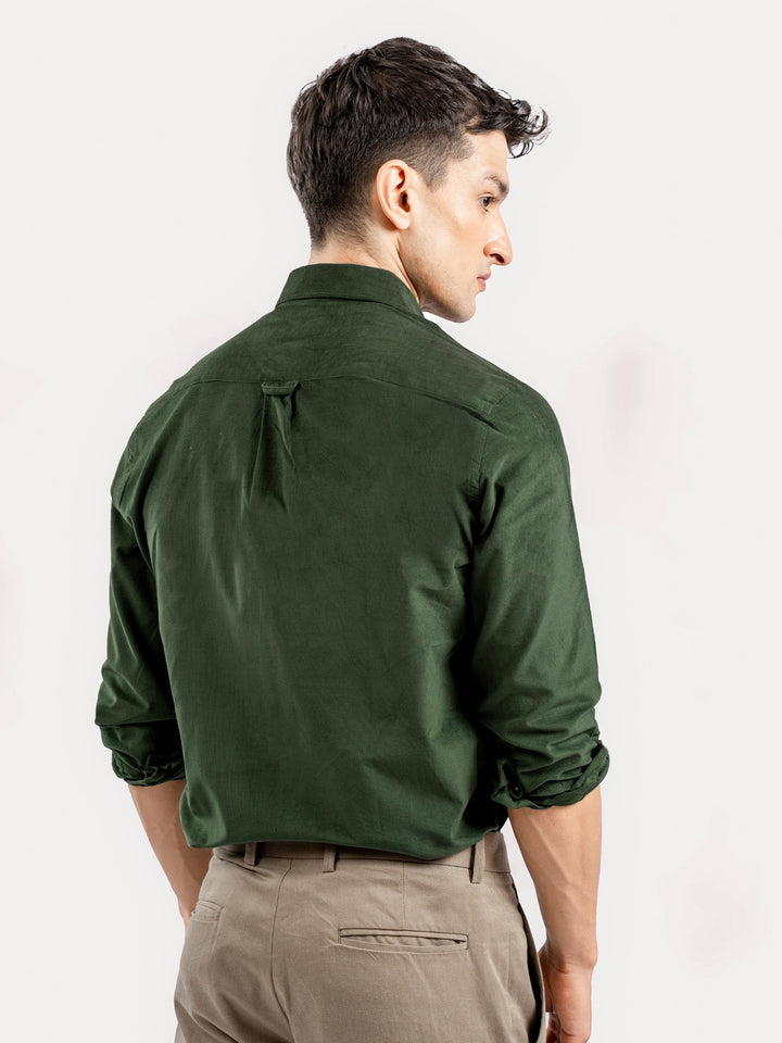 Brumano Ready To Wear Shirts Men 1 Piece Cotton Dark Green Corduroy Shirt 0-31-025-4477 - Summer Collection