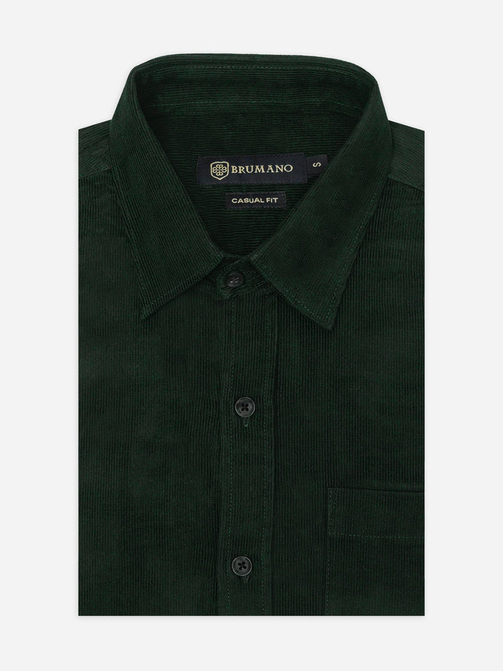 Brumano Ready To Wear Shirts Men 1 Piece Cotton Dark Green Corduroy Shirt 0-31-025-4477 - Summer Collection