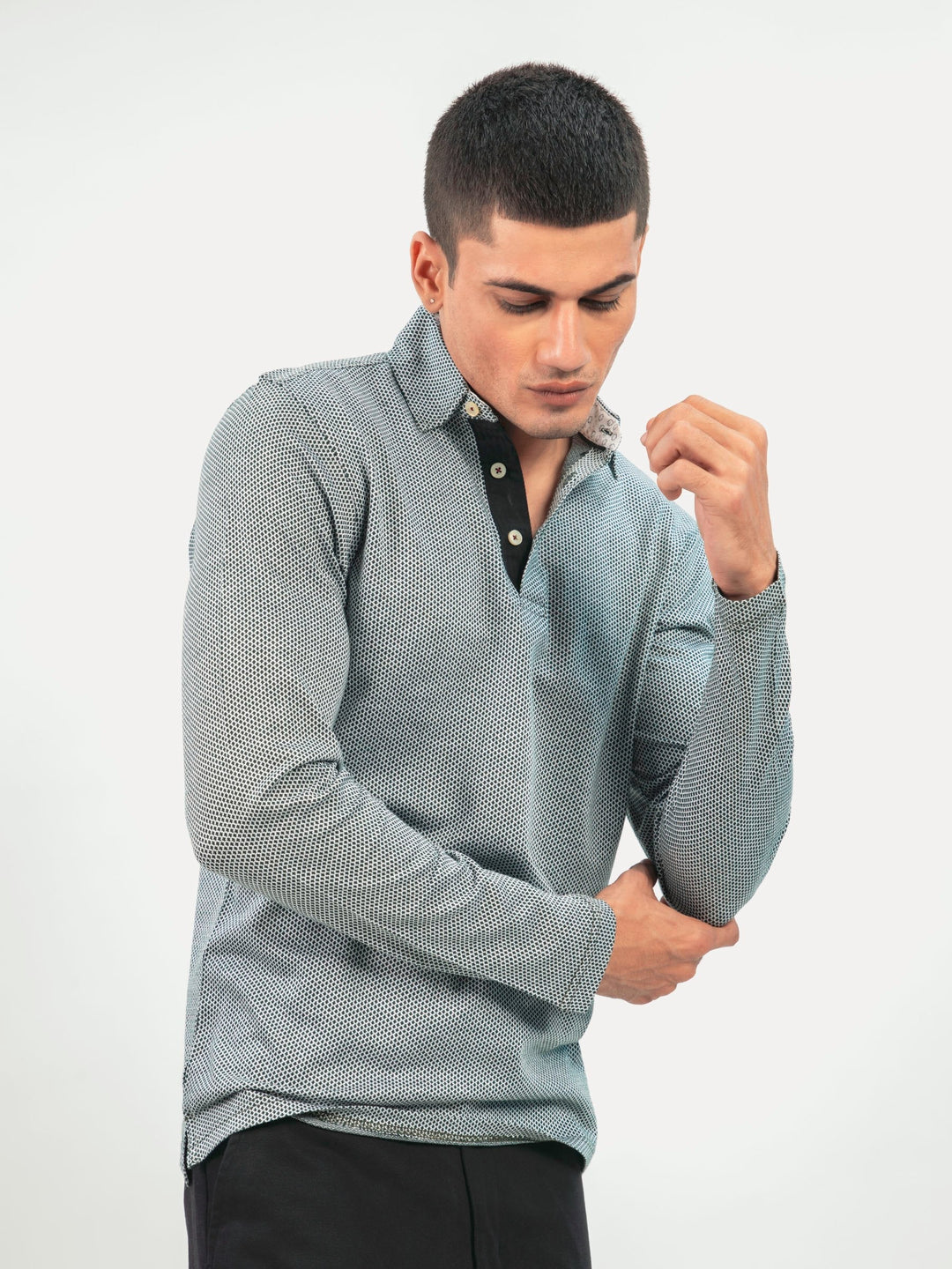 Brumano  Solids Cotton Polo Dark Green Mercerized Full Sleeves Polo Shirt