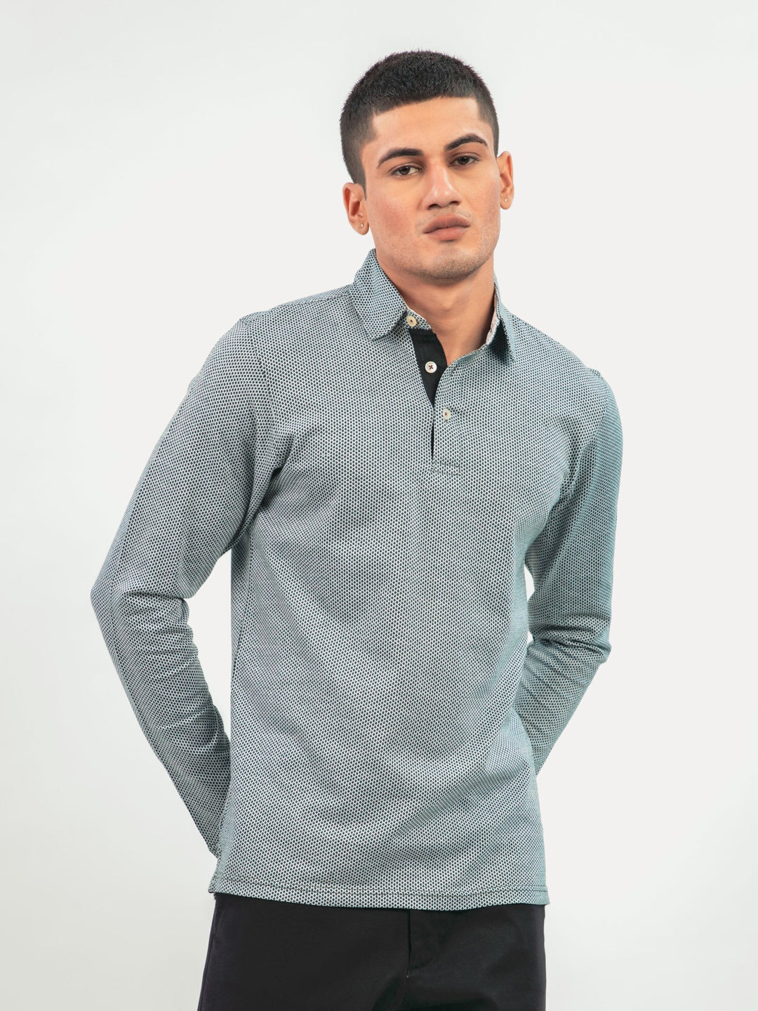 Brumano  Solids Cotton Polo Dark Green Mercerized Full Sleeves Polo Shirt