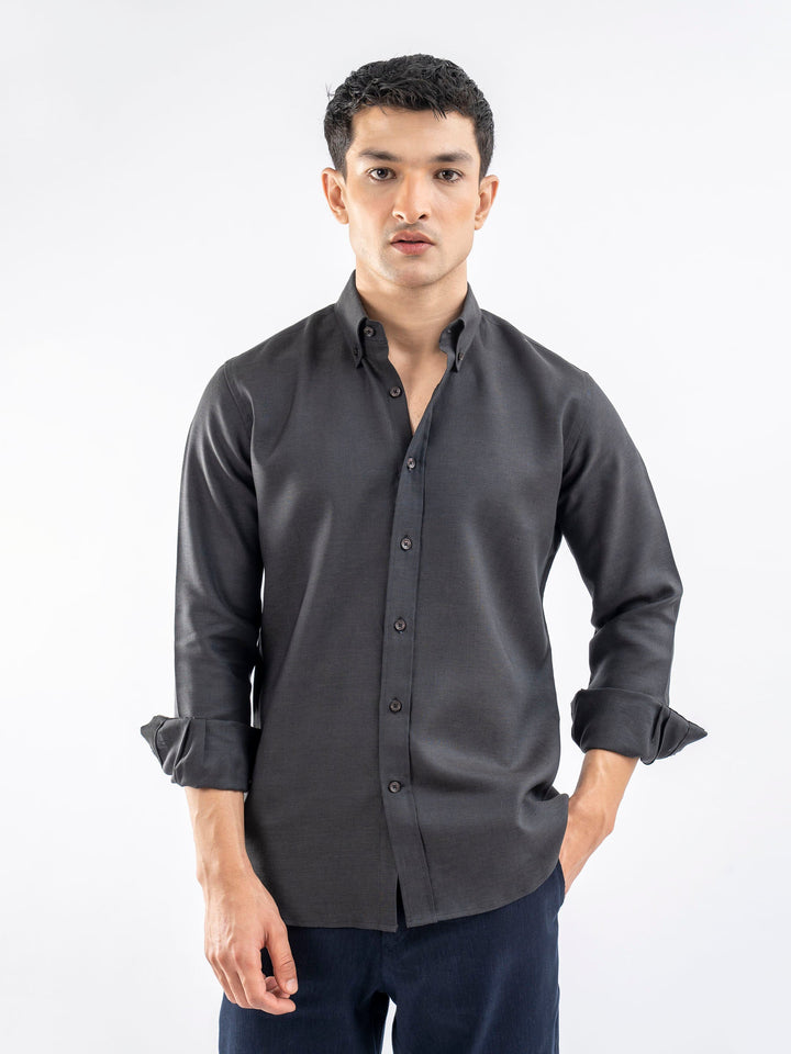 Brumano Ready To Wear Shirts Men 1 Piece Cotton Dark Charcoal 100% Linen Shirt 0-32-025-4196 - Summer Collection