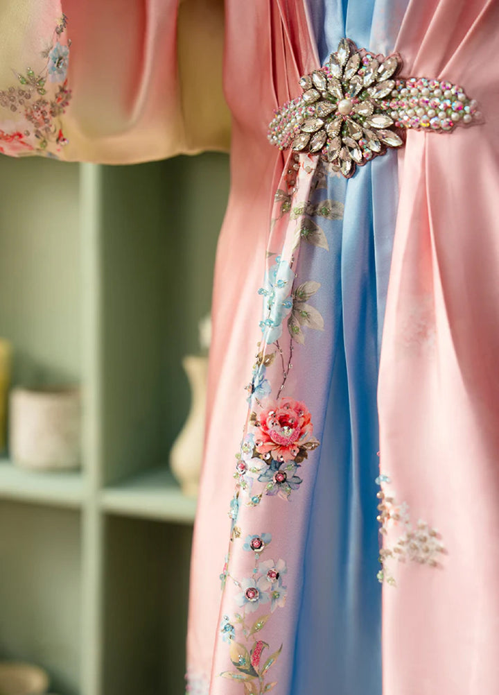 Celeste by Imrozia Pret Hand work Shamooz Silk Kaftaan SP-110 Dawn