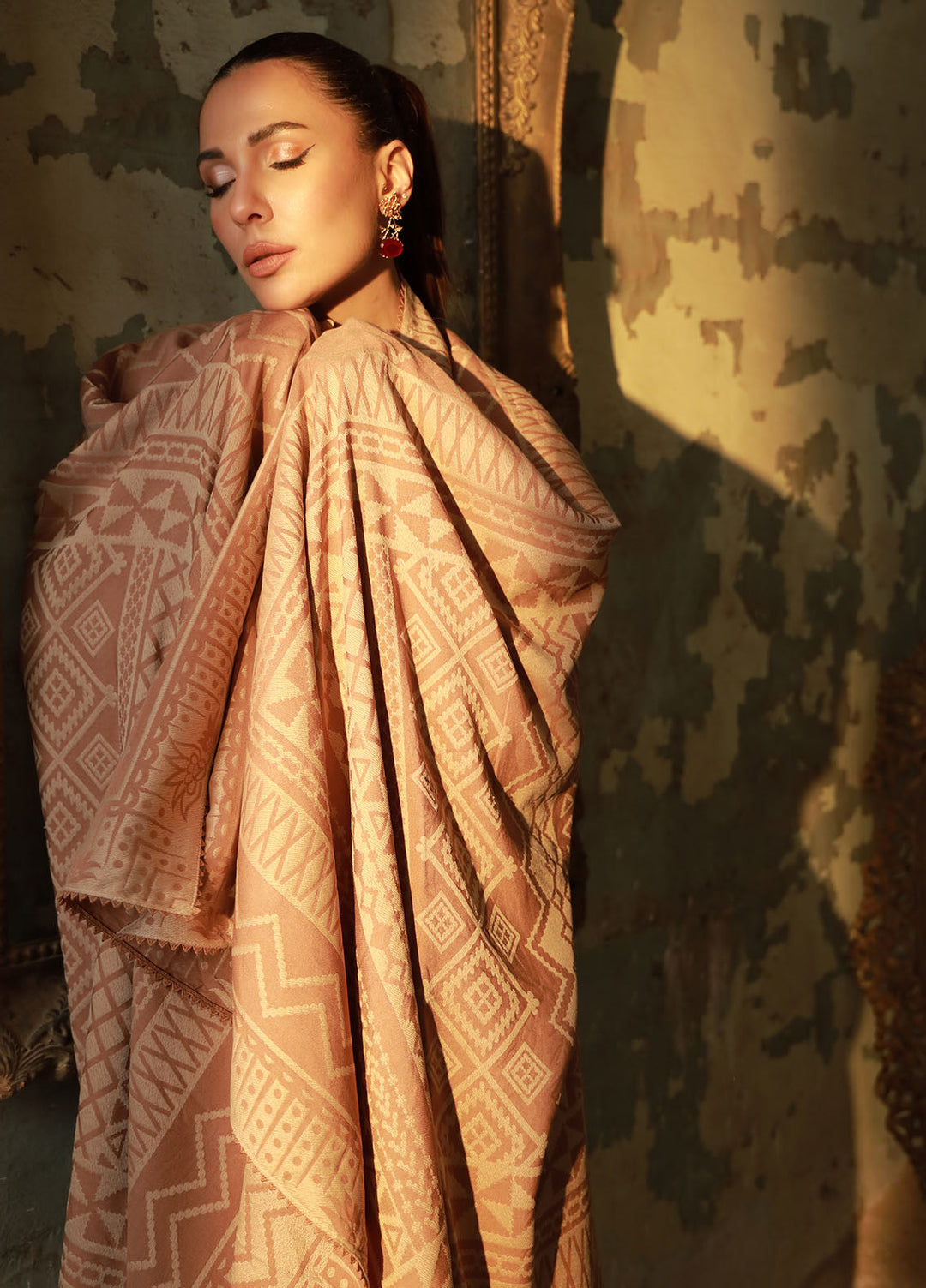 Sahar Embroidered Cross Hatch Suits Unstitched 3 Piece SHR25FU AW1-25-15 Desert Glow - Winter Collection