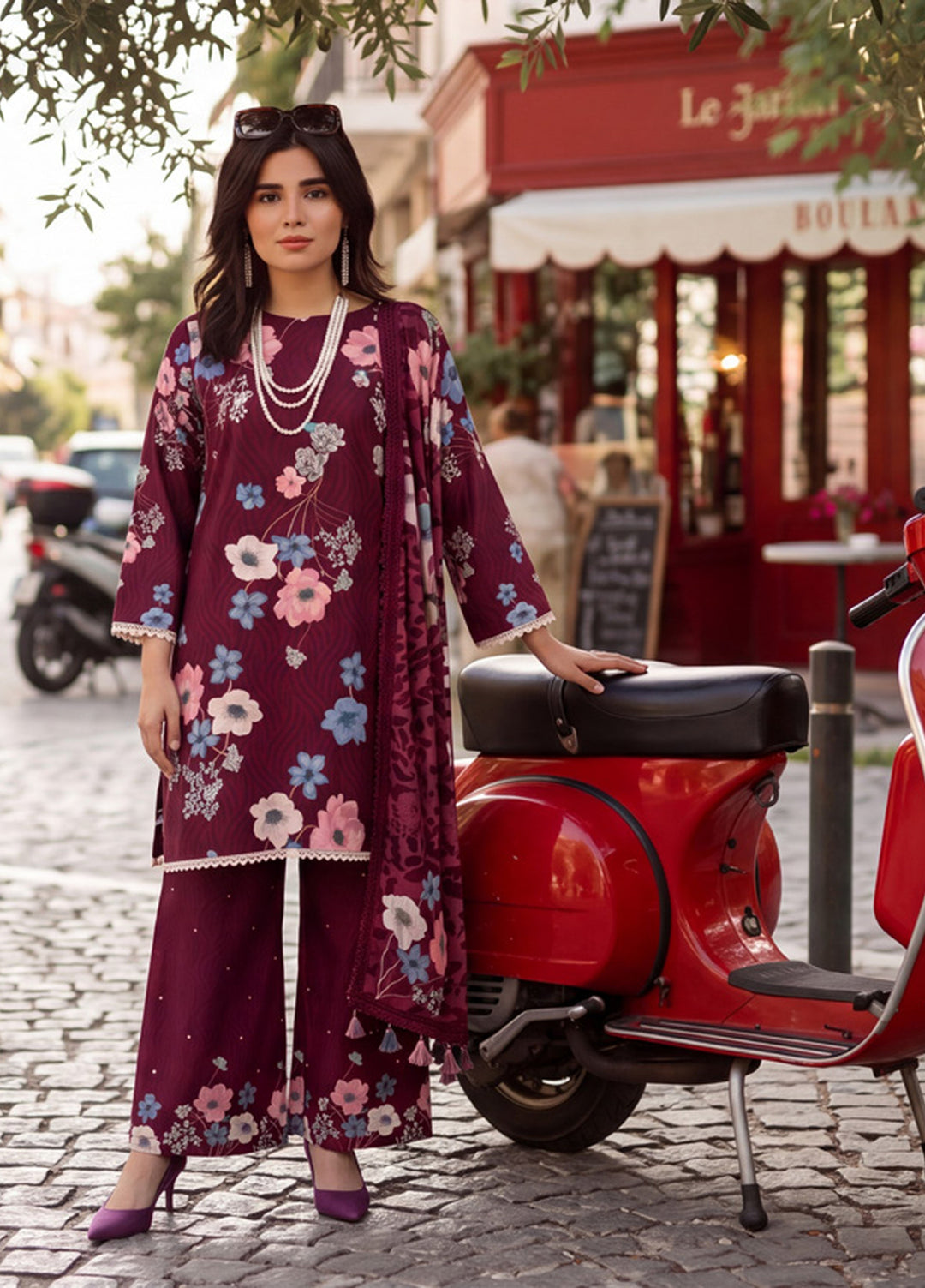 Coco by Al Zohaib Unstitched Printed Cambric 3 Piece Suit AZ26UCC D-01 - Casual Collection
