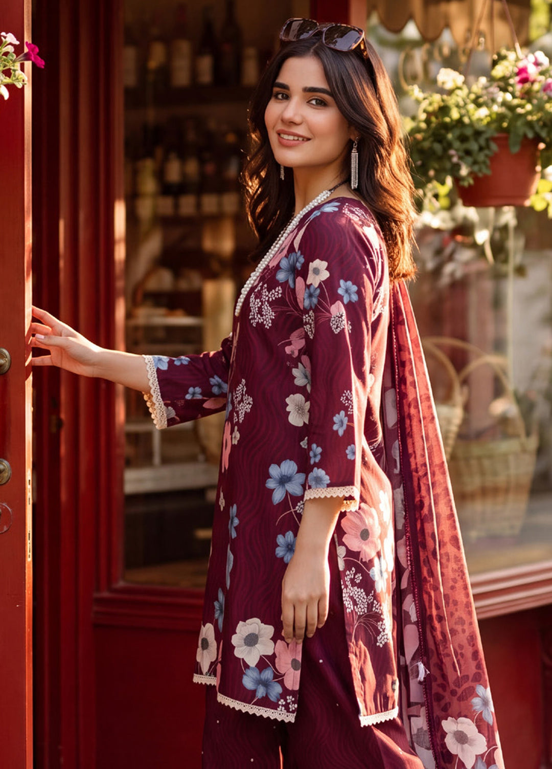 Coco by Al Zohaib RTW Printed Cambric 3 Piece Suit AZ26RCC D-01 - Casual Collection
