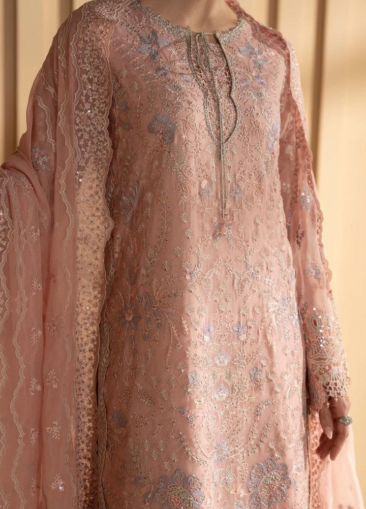 Purkashish by Lavish Premium Unstitched Embroidered Chiffon 3 Piece Suit LVP26UCP Blush Rose D-02 - Wedding Collection