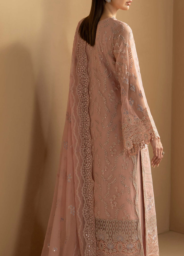 Purkashish by Lavish Premium Unstitched Embroidered Chiffon 3 Piece Suit LVP26UCP Blush Rose D-02 - Wedding Collection