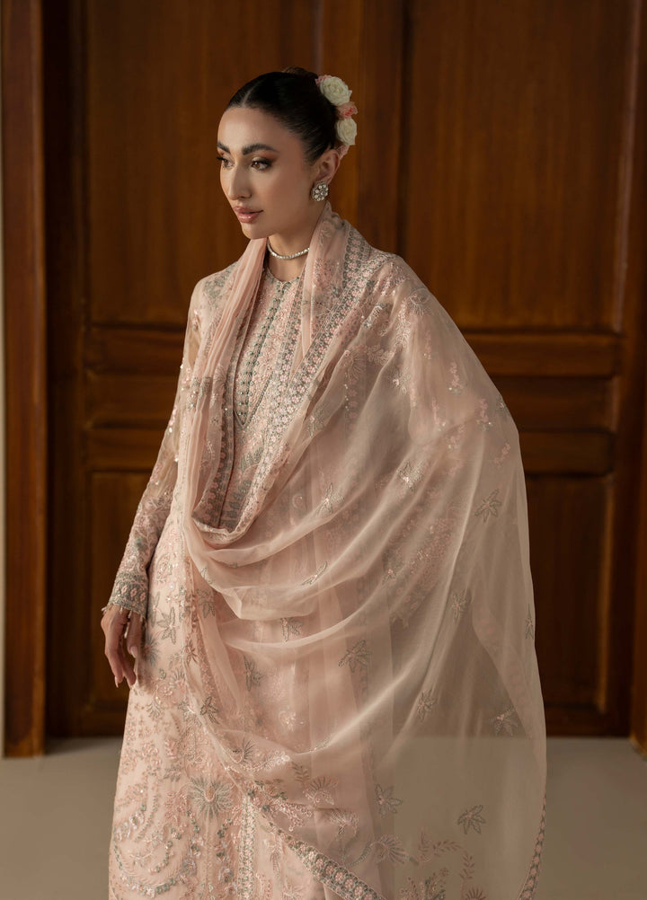 Purkashish by Lavish Premium Unstitched Embroidered Chiffon 3 Piece Suit LVP26UCP Peach Elan D-04 - Wedding Collection
