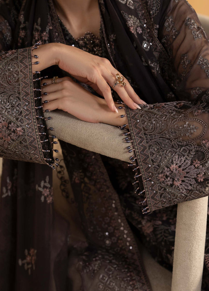 Purkashish by Lavish Premium Unstitched Embroidered Chiffon 3 Piece Suit LVP26UCP Coco Noir D-05 - Wedding Collection