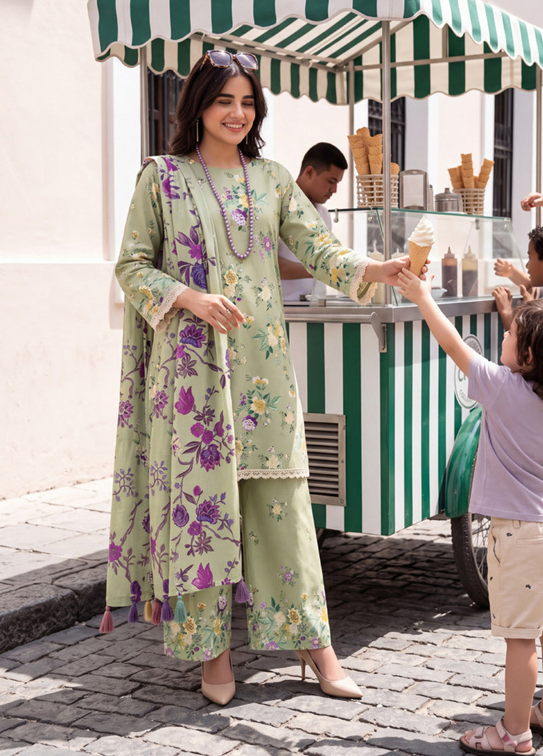 Coco by Al Zohaib Unstitched Printed Cambric 3 Piece Suit AZ26UCC D-06 - Casual Collection