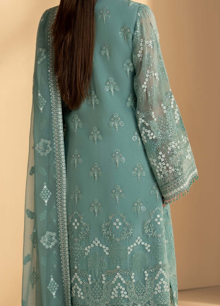 Purkashish by Lavish Premium Unstitched Embroidered Chiffon 3 Piece Suit LVP26UCP Aqua Mist D-06 - Wedding Collection