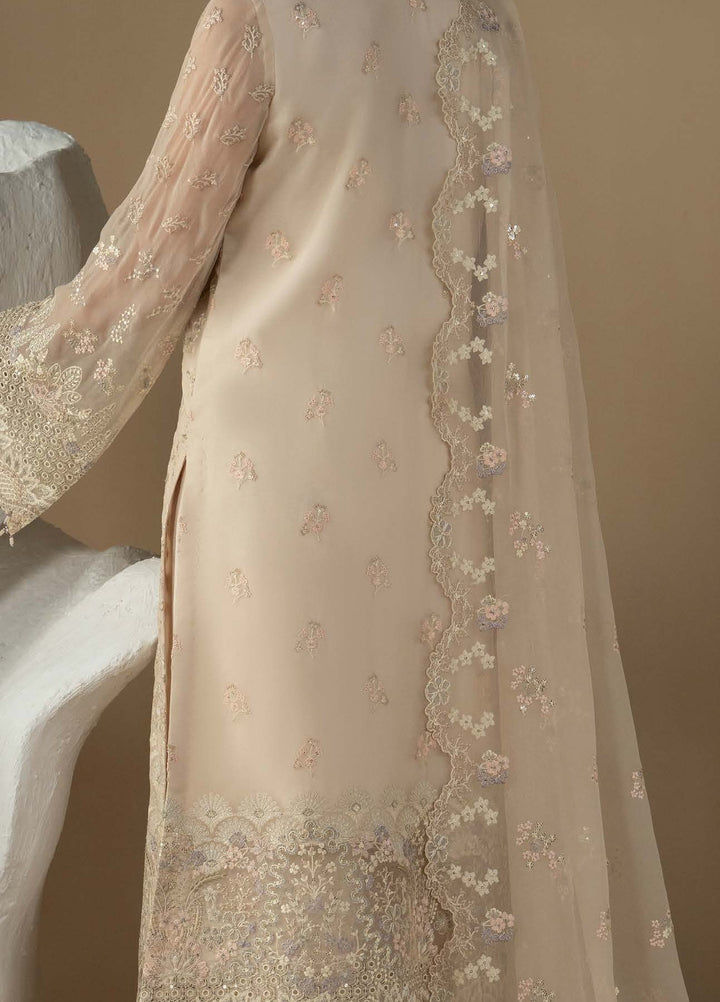Purkashish by Lavish Premium Unstitched Embroidered Chiffon 3 Piece Suit LVP26UCP Pearl Ivory D-08 - Wedding Collection