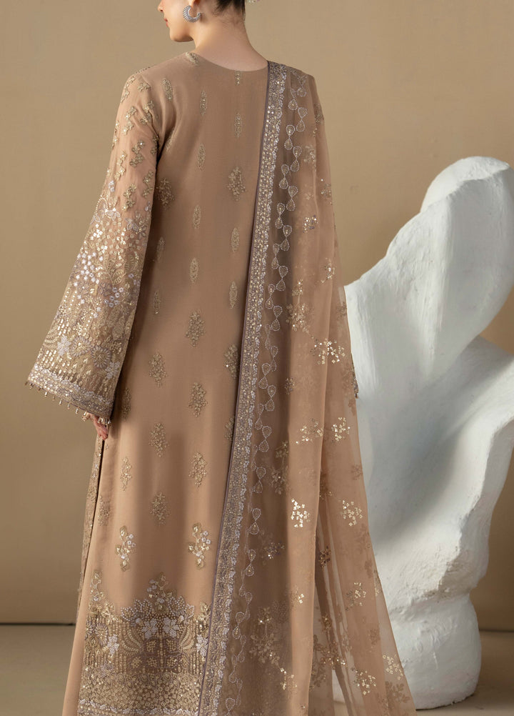Purkashish by Lavish Premium Unstitched Embroidered Chiffon 3 Piece Suit LVP26UCP Mauve Taupe D-09 - Wedding Collection
