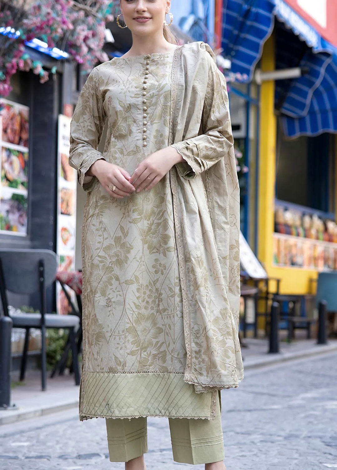 Al Zohaib Dhagakari Unstitched Embroidered Lawn 3 Piece Suit AZ26UD D-04 - Casual Collection