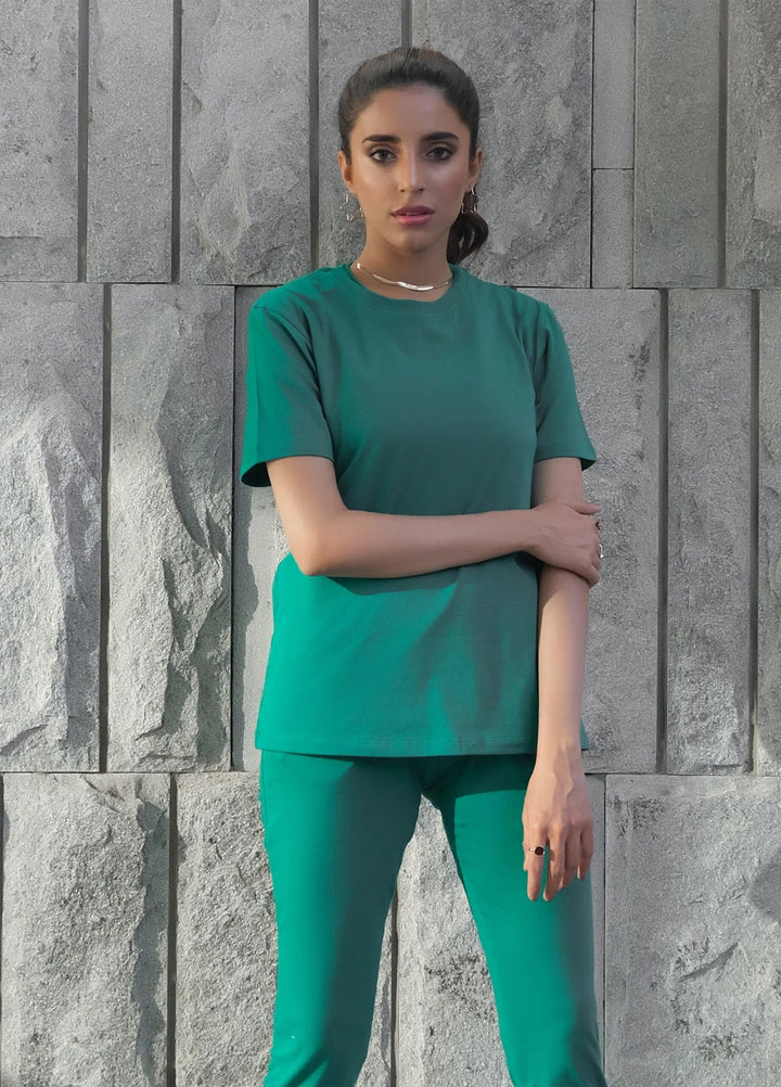 Dhaga Women Western Solids 2 Piece jersy Lush Meadow Co Ords Half Sleeves DHSSSCO3 - Summer Collection