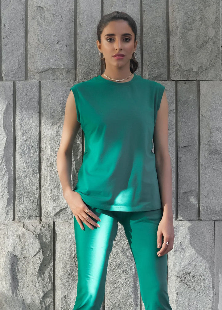 Dhaga Women Western Solids 2 Piece jersy Lush Meadow Co Ords Sleeveless DHSSSCO3 - Summer Collection