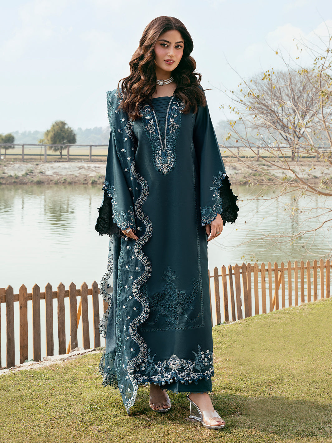 Mahveen by Izel Unstitched Embroidered Lawn 3 Piece Suit Dhanak - Eid Collection