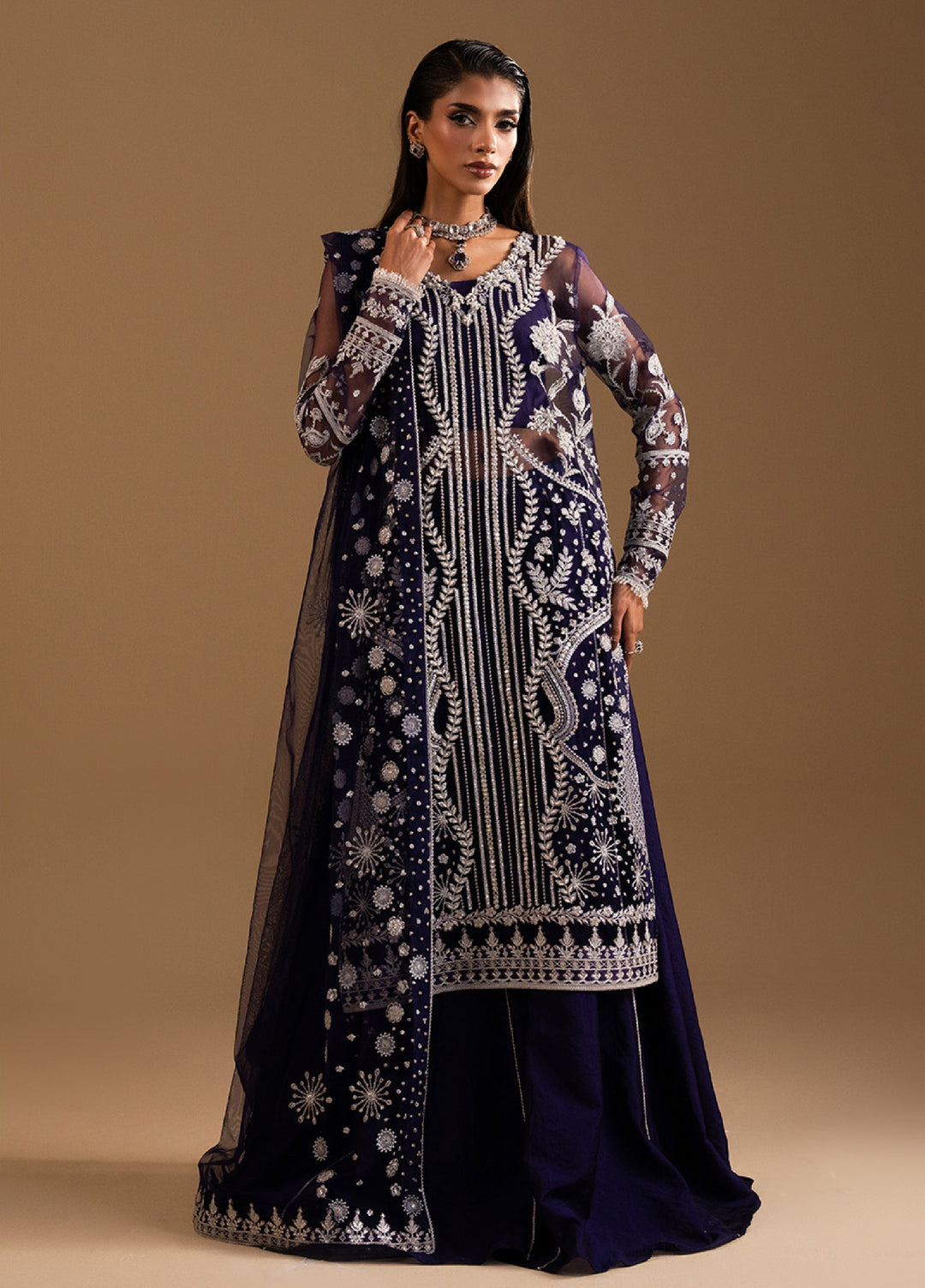 Afsanay by Zariya Luxury Embroidered Unstitched Chiffon 3 Piece Suits ZRY25LF D1 ZB50039 - Festive Collection