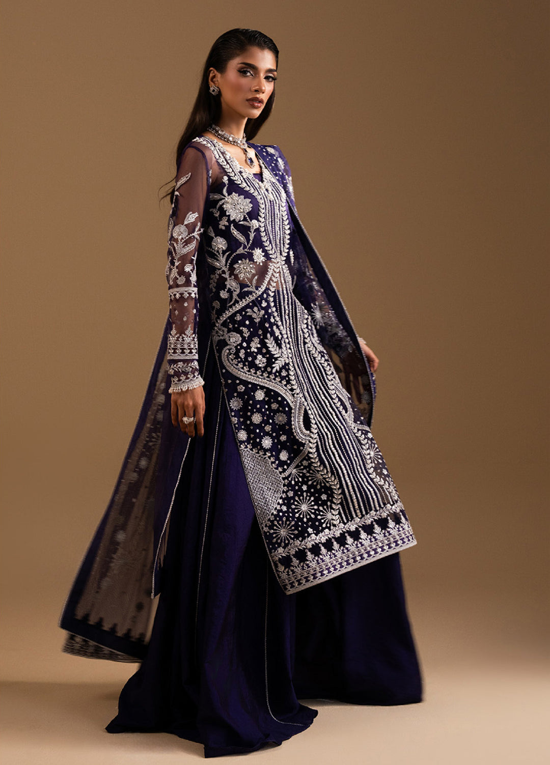 Afsanay by Zariya Luxury Embroidered Unstitched Chiffon 3 Piece Suits ZRY25LF D1 ZB50039 - Festive Collection