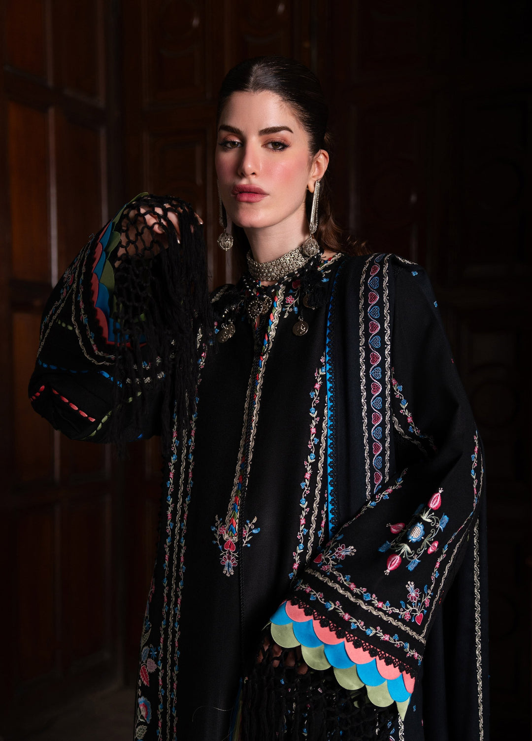 Dulzura by Bin Ilyas Unstitched Embroidered Leather Peach 3 Piece Suit BI26UPD 1021A - Leather Collection