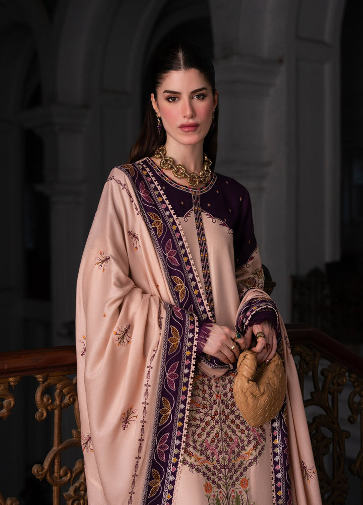 Dulzura by Bin Ilyas Unstitched Embroidered Leather Peach 3 Piece Suit BI26UPD 1025A - Leather Collection