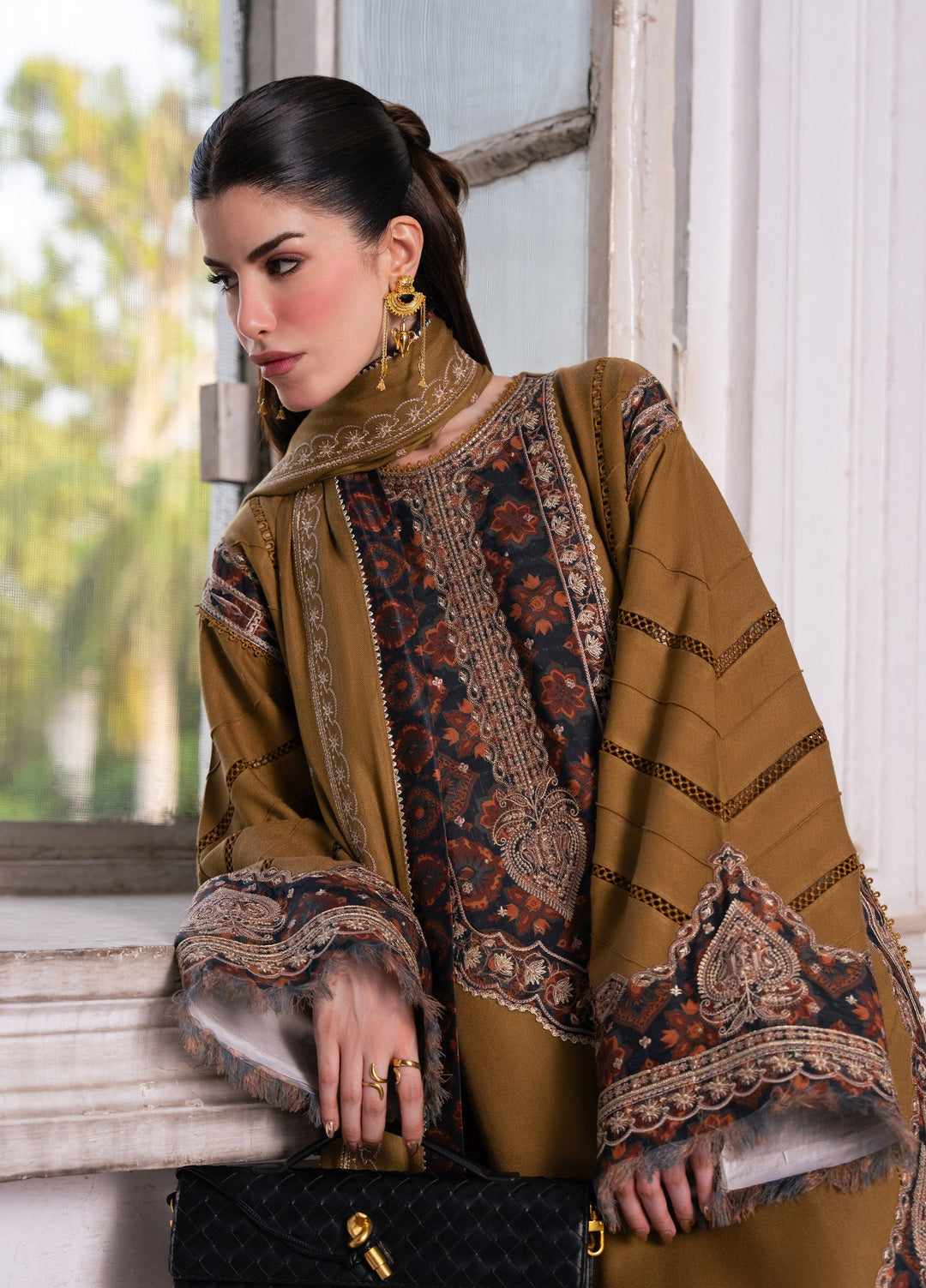 Dulzura by Bin Ilyas Unstitched Embroidered Leather Peach 3 Piece Suit BI26UPD 1027B - Leather Collection