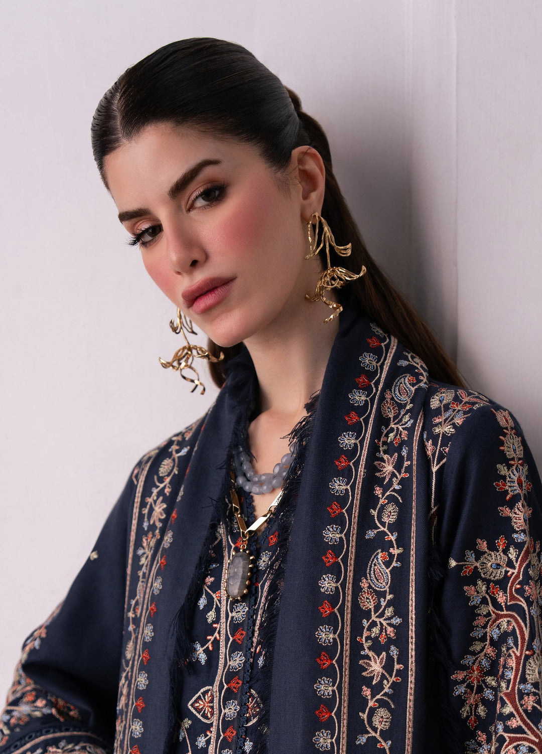 Dulzura by Bin Ilyas Unstitched Embroidered Leather Peach 3 Piece Suit BI26UPD 1022B - Leather Collection
