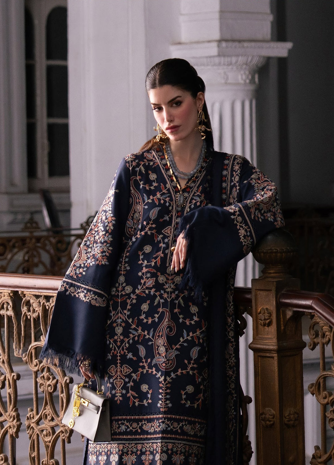 Dulzura by Bin Ilyas Unstitched Embroidered Leather Peach 3 Piece Suit BI26UPD 1022B - Leather Collection
