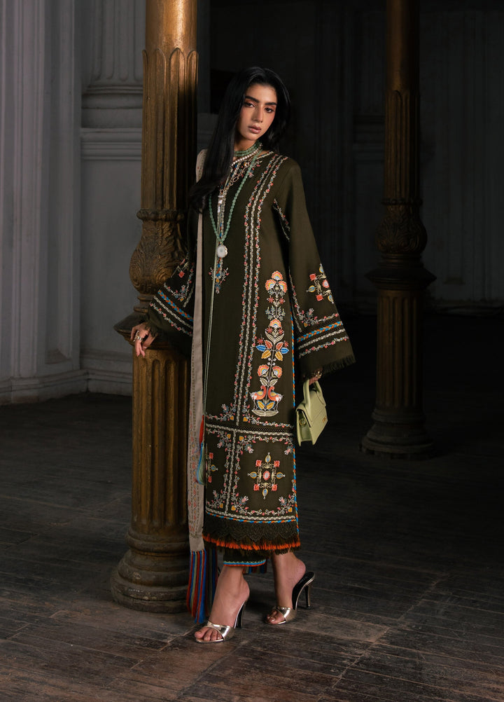 Dulzura by Bin Ilyas Unstitched Embroidered Leather Peach 3 Piece Suit BI26UPD 1021B - Leather Collection