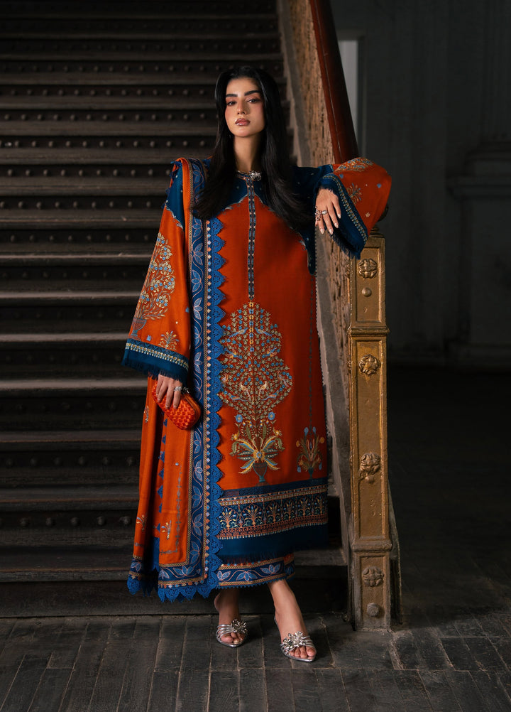 Dulzura by Bin Ilyas Unstitched Embroidered Leather Peach 3 Piece Suit BI26UPD 1025B - Leather Collection