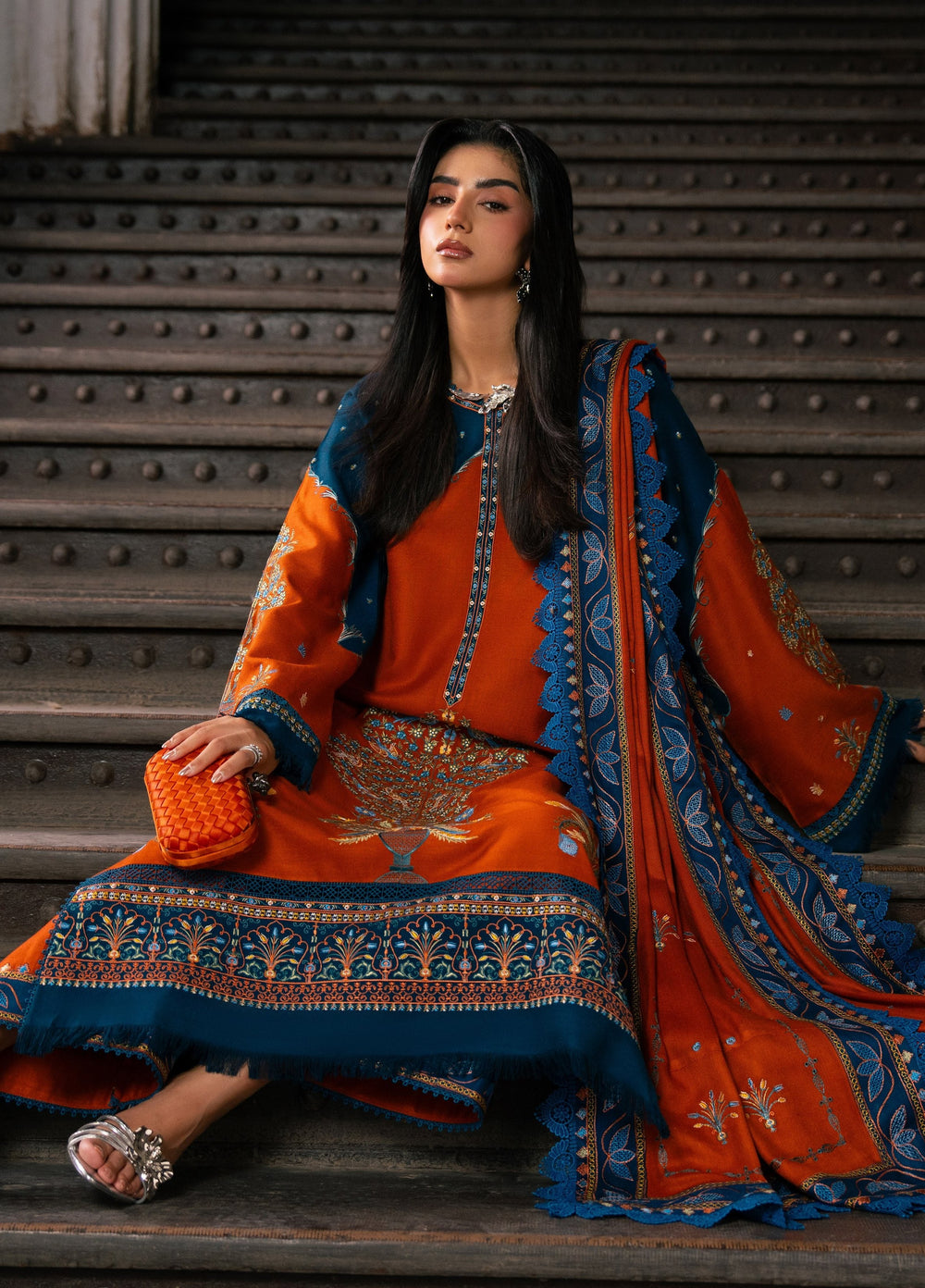 Dulzura by Bin Ilyas Unstitched Embroidered Leather Peach 3 Piece Suit BI26UPD 1025B - Leather Collection