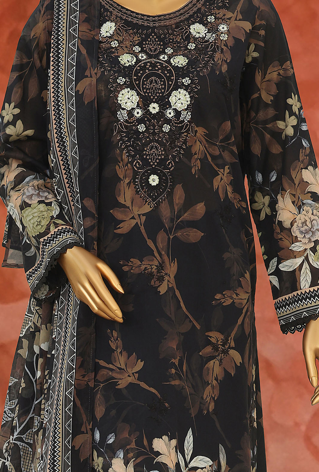 Elegant by HZ Textiles Unstitched Embroidered Lawn 3 Piece Suit EC-1043 Festive Collection