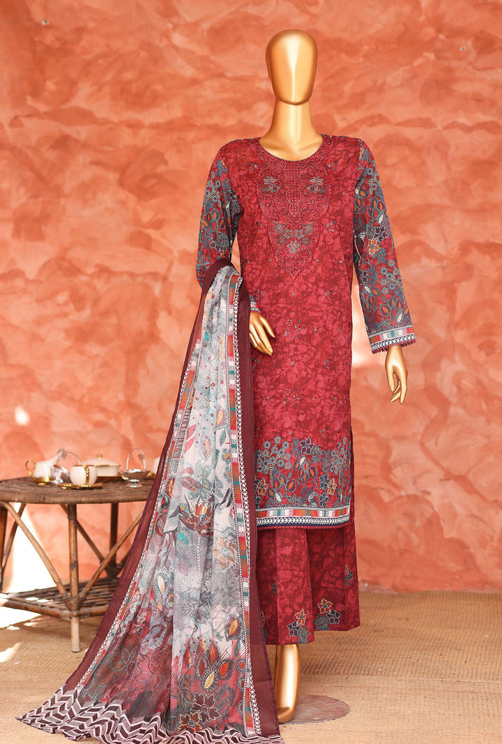 Elegant by HZ Textiles Unstitched Embroidered Lawn 3 Piece Suit EC-1049 Festive Collection