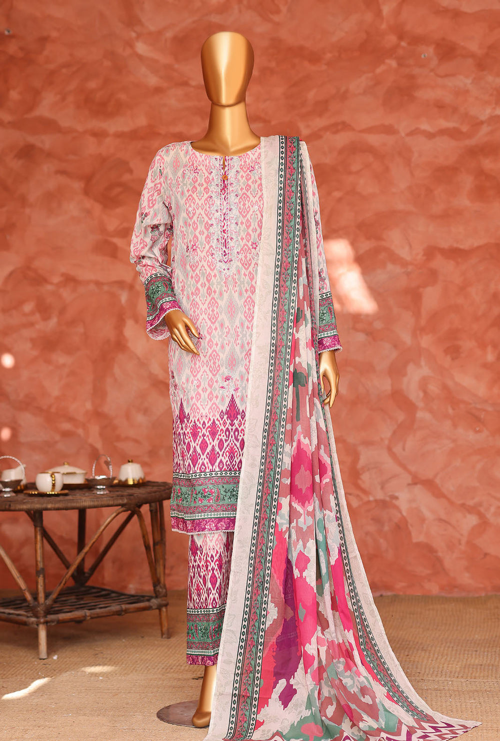 Elegant by HZ Textiles Unstitched Embroidered Lawn 3 Piece Suit EC-1051 Festive Collection