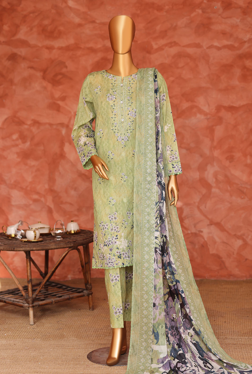 Elegant by HZ Textiles Unstitched Embroidered Lawn 3 Piece Suit EC-1052 Festive Collection